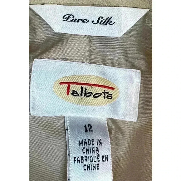 Talbots Pure Silk Blazer Womens Size 12 Beige Jacket Corpcore Suit Jacket Work - Picture 3 of 8